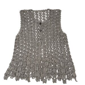 Gray Crochet Buttoned Vest size Medium
